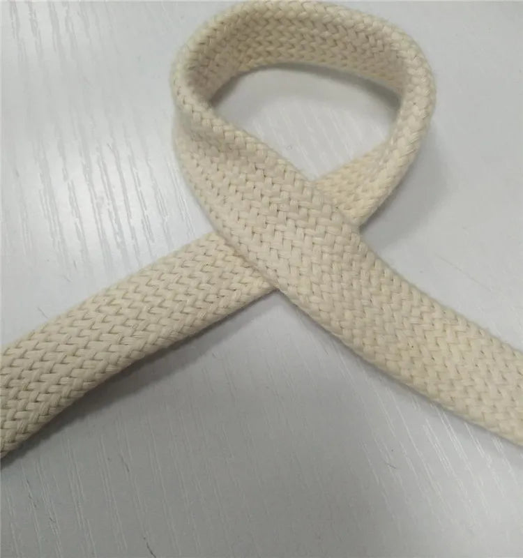 12mm Wide Customized Color Flat Cotton Macrame Top Quality Nature Color 100% Cotton Flat Cord for Sale