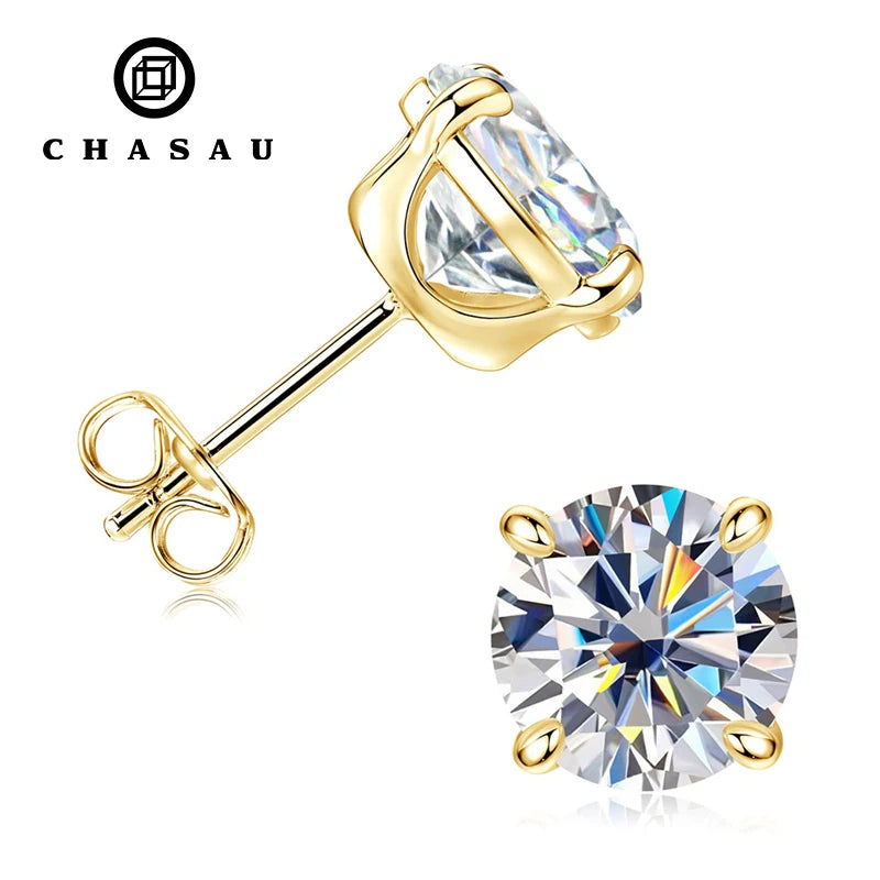 Factory Directly Daily 14K Gold Filled 0.1ct 0.3ct 0.5ct 1.0ct 1.5ct 2.0ct 3.0ct D Color Moissanite Four Claw Earrings for Women