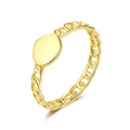 CZCITY New Design Silver Jewelry 925 Sterling Coin Ring 14K Gold Plated Link Chain Simple Dainty Wear Gift for Women
