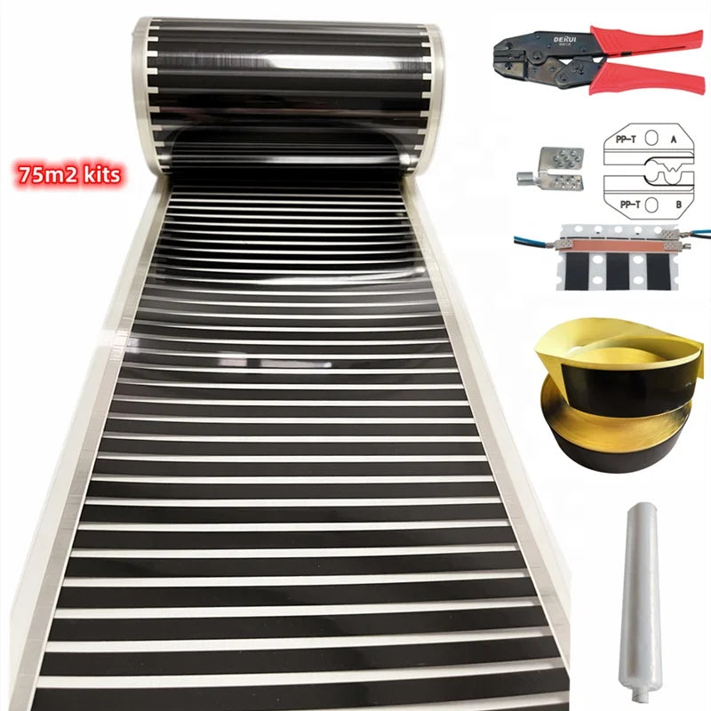 Graphene Far Infrared Heating Film 50cm 200W Flexible Eco-Friendly NTC Sensor Thermostat Control for Floor Heating Systems 230V
