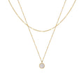 JOOLIM Ready to Ship High End Stainless Steel Double-layer 18k Gold Plated Round Shell Pendant Necklace