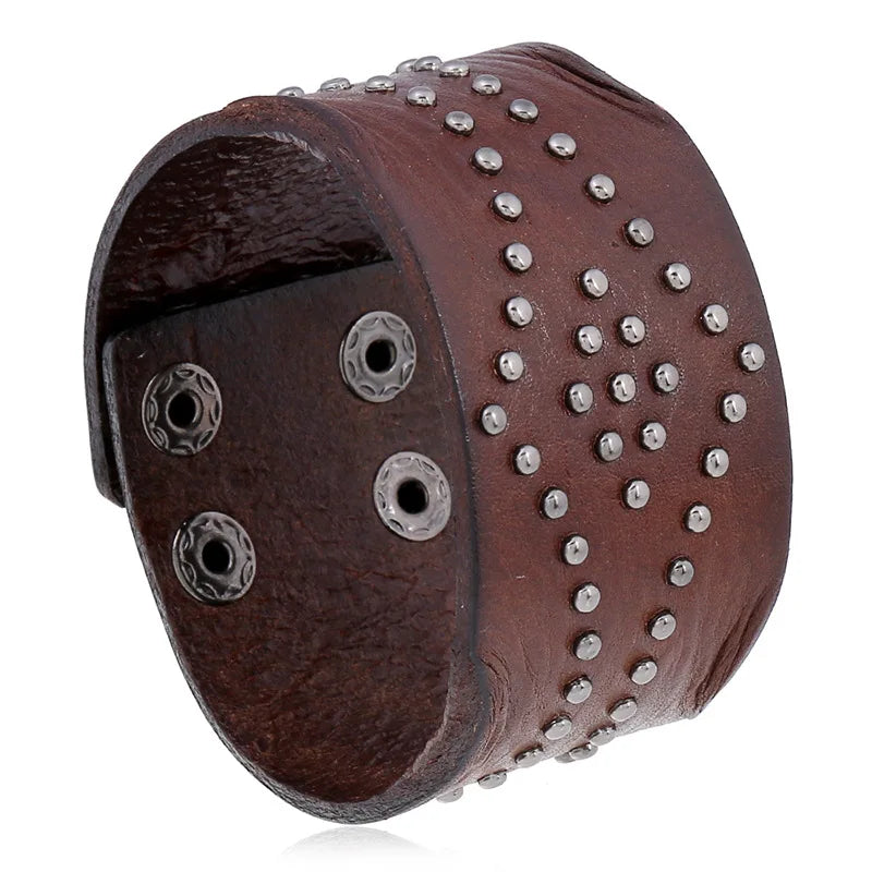 Wholesale Fashion Women Men Double Layer Black Wrap Popper Leather Treaty Bracelets