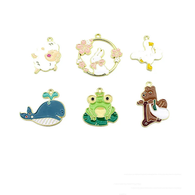 Gold Plated Enamel Pendants Metal Animals Charms Pendant for Earrings DIY Jewelry Making Necklace Bracelet Keychain Craft