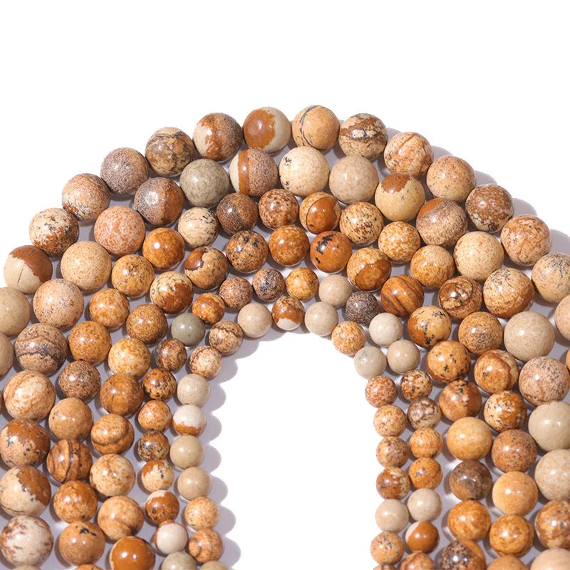 Wholesale Natural Picture Jasper Beads Handmade Beaded Semi-finished Products DIY Jewelry Accessories Factory Direct Sales