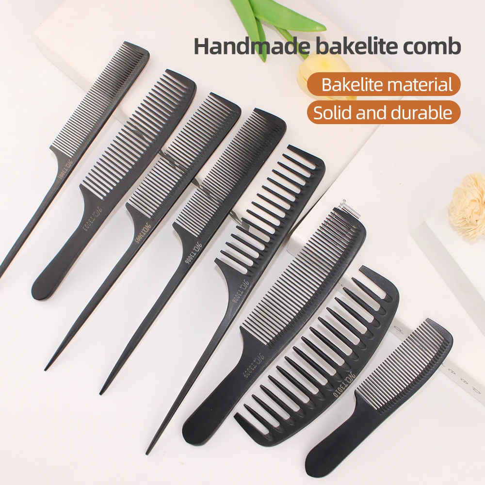 MJ Highlights Comb Handmade Wooden Anti Static Plastic Teeth Fine Teeth Premium Professional Classic Weaving Styling Combs for
