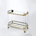 Acrylic Rolling Food Cart Hand Bar Serving Drinks Carts Transparent Tea Double-layer Two-tier Trolley  Lucite Bar Cart