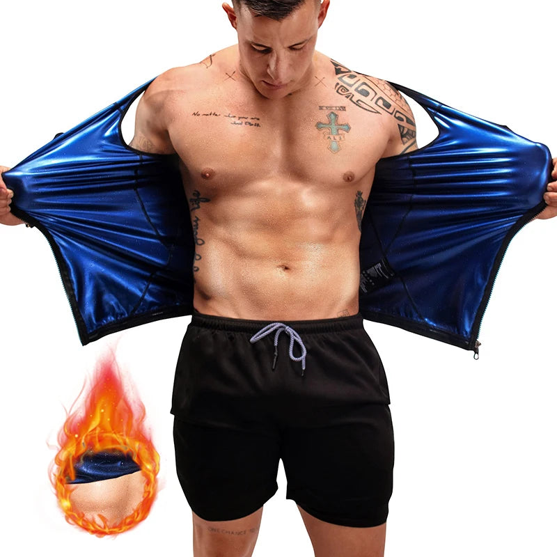 Logo Custom Outdoor Sauna Clothes Men's Premium Zipper Compression Vest Weight Loss for Men Waist Trainer Sauna Suits