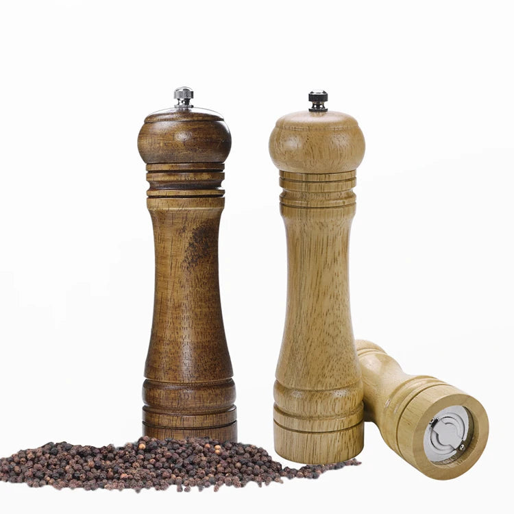 Salt Pepper Mill Grinder BBQ Tools Classical Oak Ceramic Grinding Core Handheld Wooden Salt and Pepper Mill Set