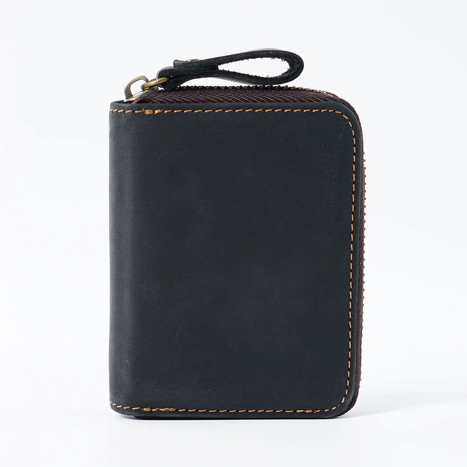 Vintage Crazy Horse Leather RFID-Blocking Men's Card Holder Large-Capacity Accordion-Style Wallet Multi-Card Slot Zipper Wallets