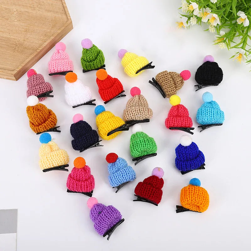 Korea Creative Headdress for Children Colorful Hairpins Cute Mini Barrettes Hair Grips Wool Knitting Hat Hair Clips