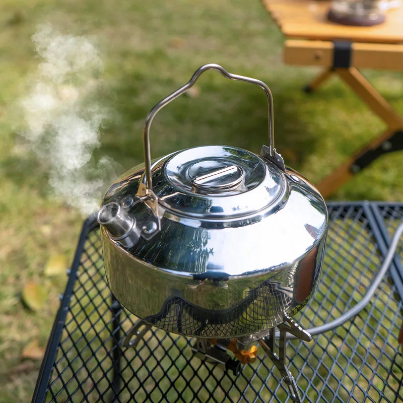 Stainless Steel Set Kettle Pot Outdoor Camping Cookware Pot Camping Tea Kettle