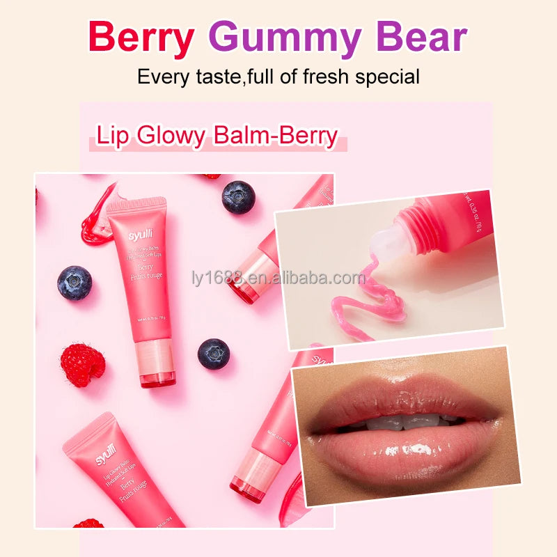 Private Label Collagen Wrinkle Lipbalm Moisturizer Lip Balm Plumper Lips Care Strawberry Moisturizing Gel Vegan Pink Fruit 10g