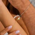 Simple Paperclip Link Chain Bracelet for Best Friend Women Men Matching Heart Magnetic Couple Bracelets