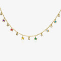 Bezel CZ Rainbow Color Enamel Star Charm 925 Sterling Silver Gold Plated Women Jewelry Chain Necklace