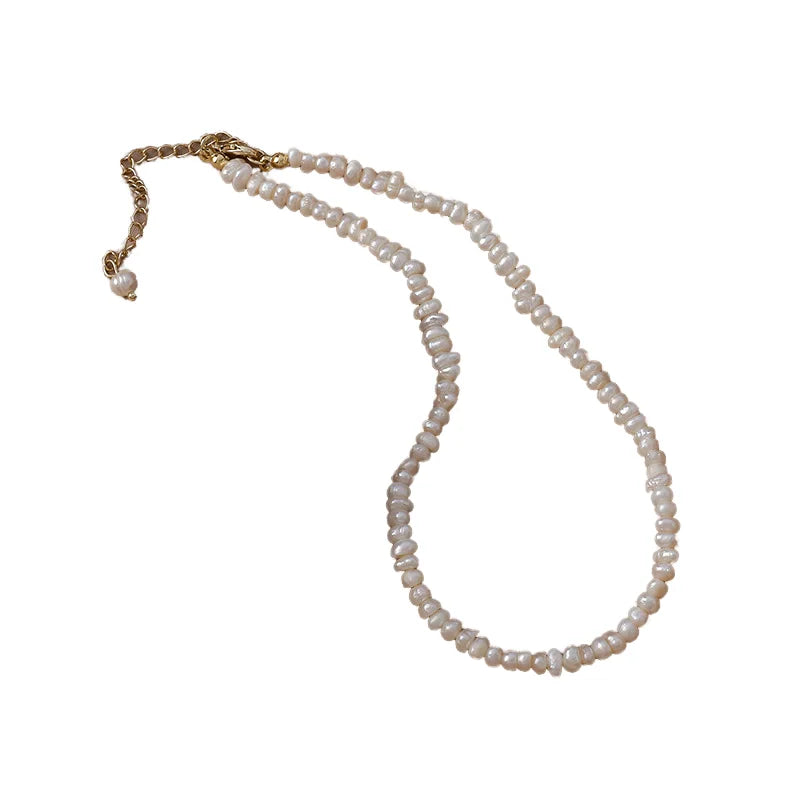 INS Stainless Steel Gold Plated Chain Baroque Shaped Freshwater Pearl Choker Necklace Clavicle Necklace Diamond Gift Occasions