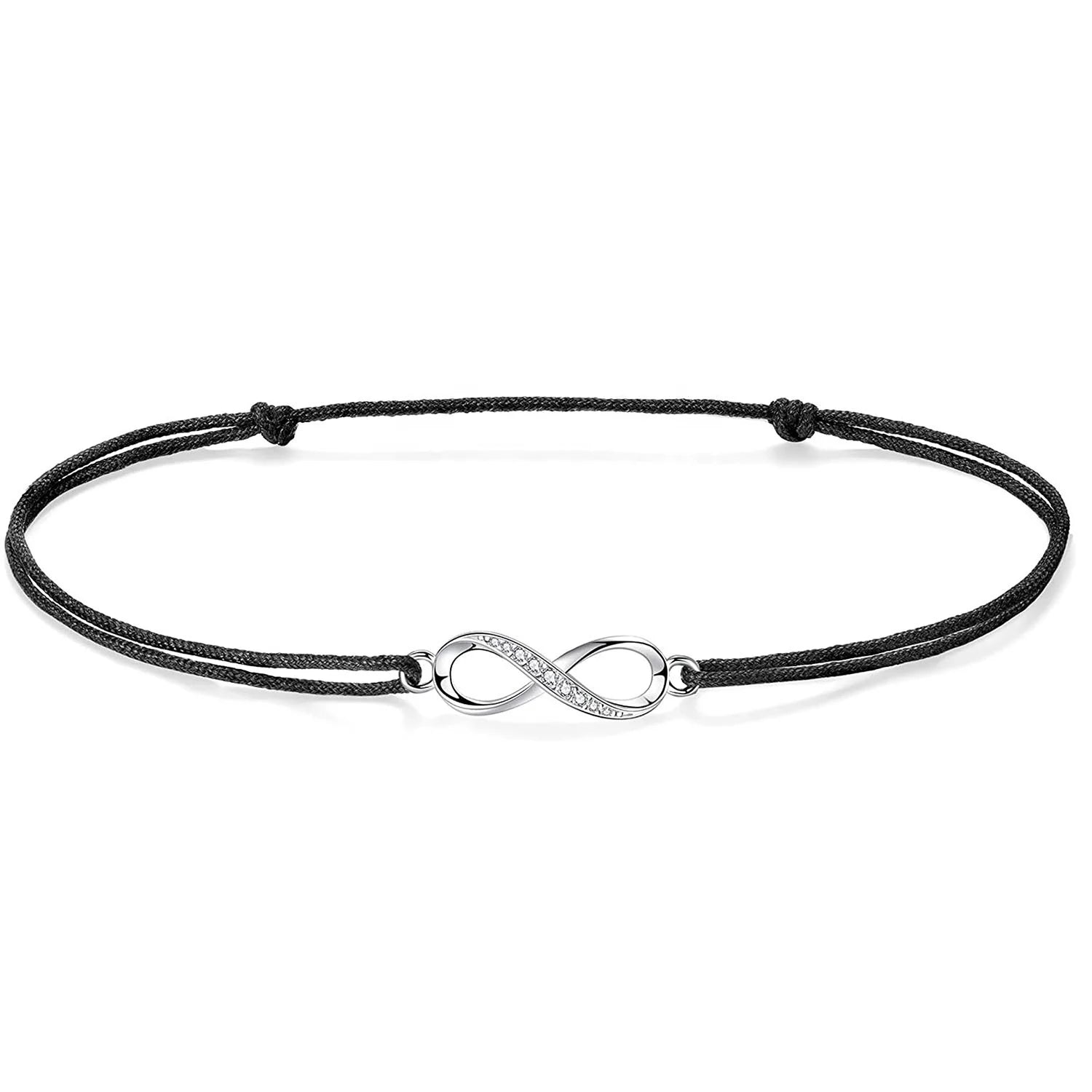 Love Infinity  Bracelet for Women Girl  Zircons  Handmade Adjustable Rope Bracelet