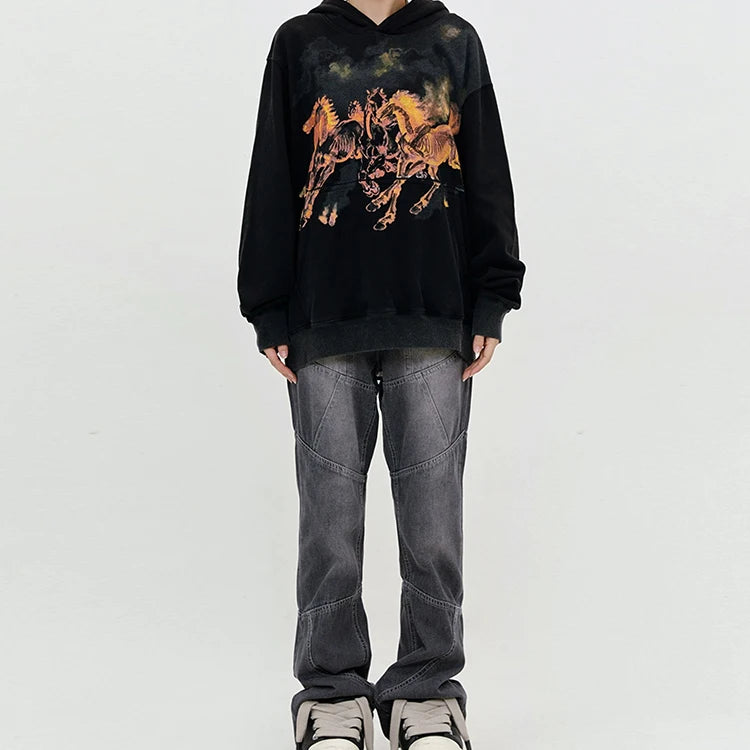 Hoodies Manufacturer Custom Heavyweight Graphic Printing Oversize Vintage Hoodies Men With Kangaroo Pocket
