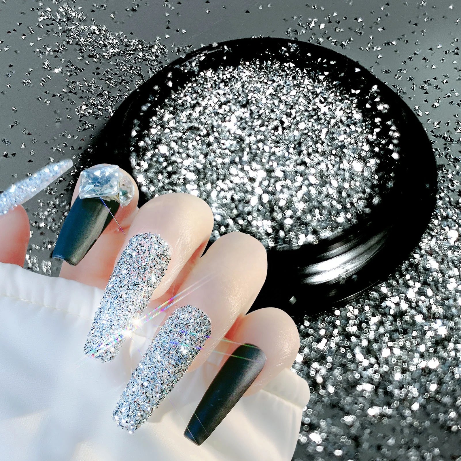 Misscheering Crystal Diamond Powder Micro Diamond Flash Reflective High-gloss Spar Glitter Nail Art Accessories