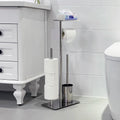 HANGSHUA Multifunctional Polishing Bathroom 201 Stainless Steel Free Standing Toilet Brush With Toilet Paper Holder