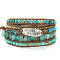 Women OEM ODM Boho Armbander Metal Words Natural Gemstone Bracelet Motivational Phrase 5 Strands Letter Wrap Bracelets Wholesale