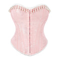 Pink Crocheted Floral Overbust Corset Eco-Friendly Anti-Bacterial Fashion Bustier Top Lingerie Shaper