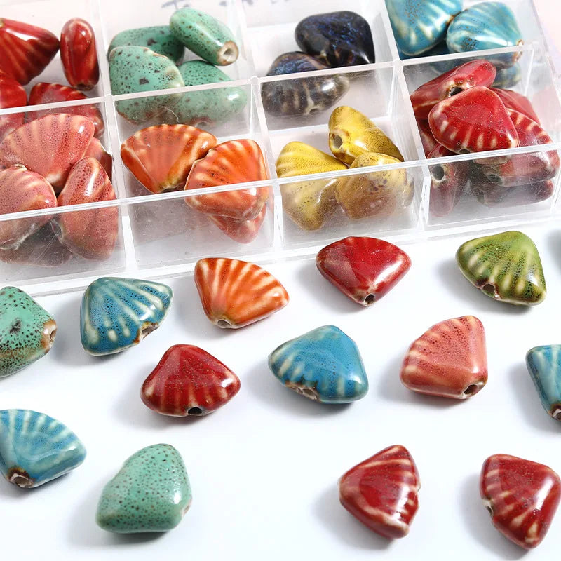 Mini 18*23mm Colorful Ceramic Clay Beads Handmade Shell Shape Loose Bead Charm for DIY Bracelet Necklace Jewelry Accessories