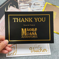 Custom Recycled Glitter Gold Embossed Screen Printed Business Card Greeting Card and Thank You Card in Black Color