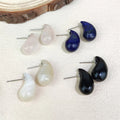 Wholesale 316L Stainless Steel Earrings Multi-Color Natural Stones Water Drop Shape Crystal Stud Earrings for Fashionable Gift
