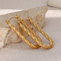Dreamshow Exaggerated 18K Gold Plated Twisted Statement Hoop Earring Tarnish Free Stainless Steel Gold Hoop Earrings