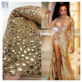 OEM Luxury 2025 African Nigerian Gold Lace Fabric with Big Large Gold Sequin Fabric Dress African Lace Embroidery Fabric