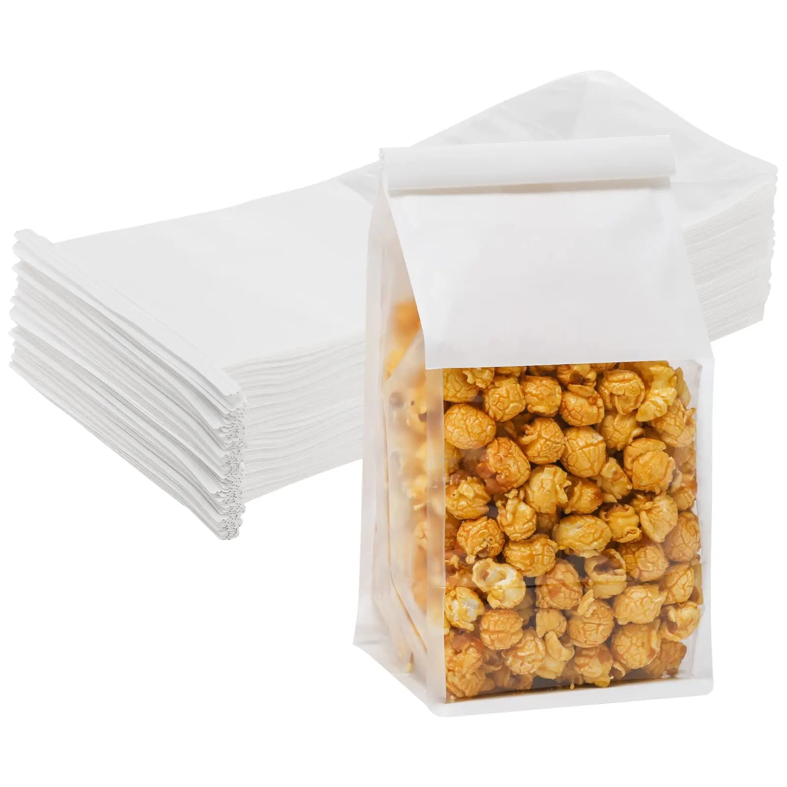 Factory Manufacturer Bakery Food Printed White Kraft Bread Packaging Paper Bags with Plastic Window