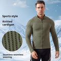 New breathable men's sports jacket with zipper stand up collar long sleeved quick drying running and fitness training jacket