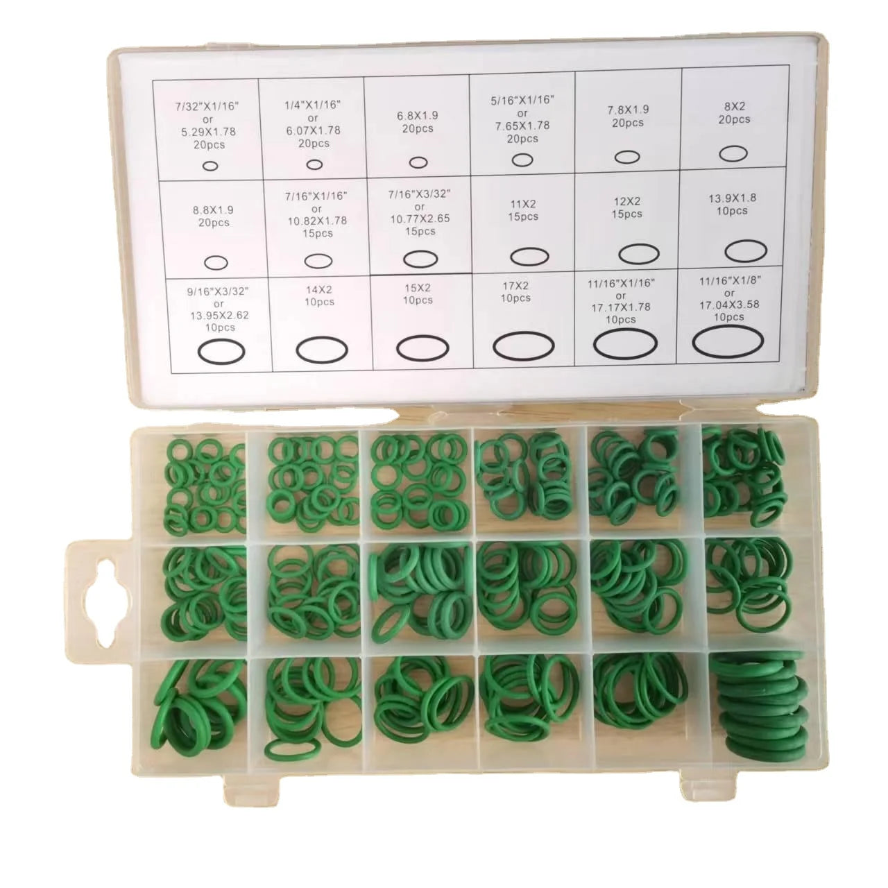 Green NBR70 Oil Resistant 270pcs Excavator Rubber O-Ring Seal Kit Box for KS Brand
