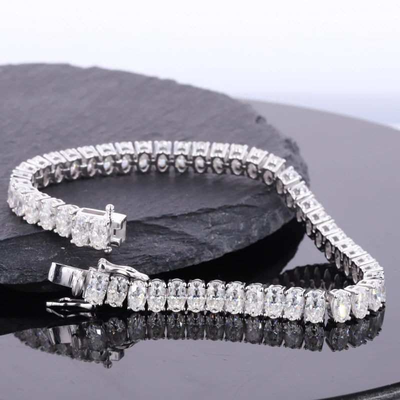 Starsgem Wholesale Hiphop Design Fancy Oval Moissanite Tennis Bracelet 14k Gold Bracelets
