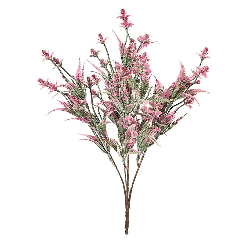 New Design 5 Forks Flocked Plants Plastic Artificial Flocking Grass Branch for Sale