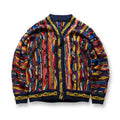 Custom Vintage Cable Knit Chunky Cardigan Women V-Neck Wool Blend Sweater Colorful Patchwork Buttons Single Breasted Front