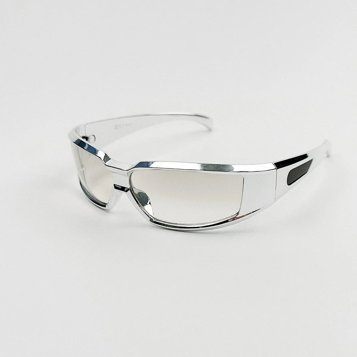 ShanHai Hot selling futuristic sci-fi bright silver sunglasses UV400 anti UV surround design cyberpunk retro trendy glasses