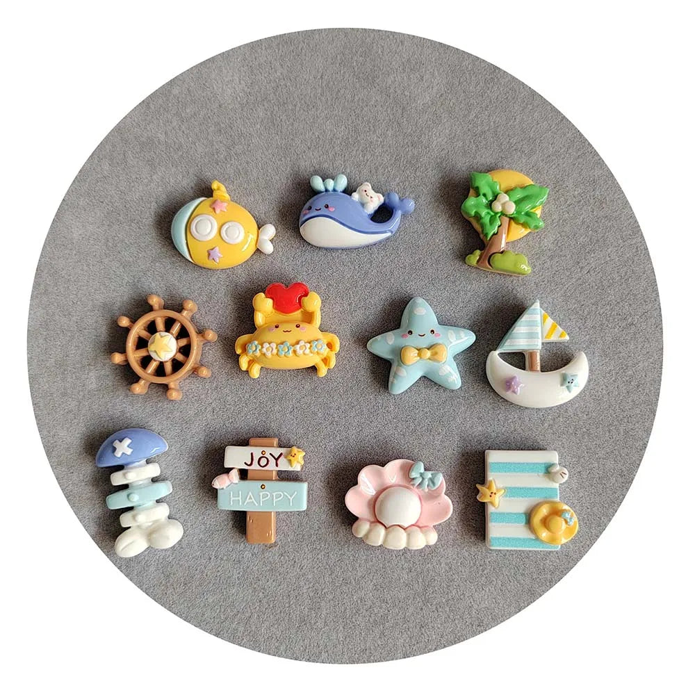 Resin Ocean Beach Series Flatback Cabochon Scrapbooking Craft Hair Bows Center Accessories DIY Phone Decoration