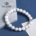 JD Natural Round White Turquoise Howlite Stone Bead Bracelet Women Chakra Energy Healing Yoga Bracelets for Christmas Gift