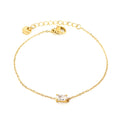 Fashion Cute Wholesale Jewelry 18K PVD Gold Plated Chain Bracelet Rectangle Zirconia Stainless Steel Charm Bracelet for Women MegaBDM