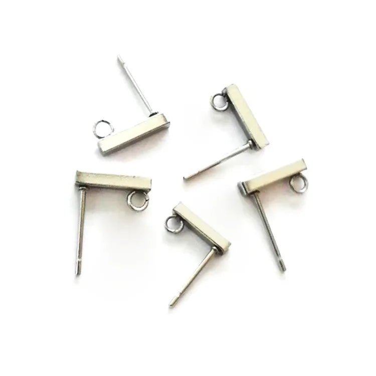 Stainless Steel Earring Hooks Bar Tube Stud Earrings Ear Wires Connector Earring DIY Jewelry Making Findings