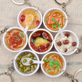 New Simulation Food Key Chains Noodle New Keychain Chinese Blue and White Porcelain Food Bowl Mini Bag Pendant