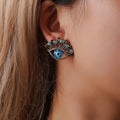 Metal Crafts Dainty Micro-inlaid Evil Eye Stud Earrings for Women Handmade Jewelry Fashion Blue Earrings for Christmas Gifts