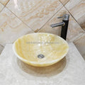 New Modern Style Hotel Sanitary Bathroom Daily Use Hand Yellow Onyx Marble Vessel Wash Sink Basin