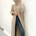 Wholesale 2026 Autumn and Winter New Niche Design High Neck Pullover Loose Casual Split Over the Knee Long Sweater Sweater