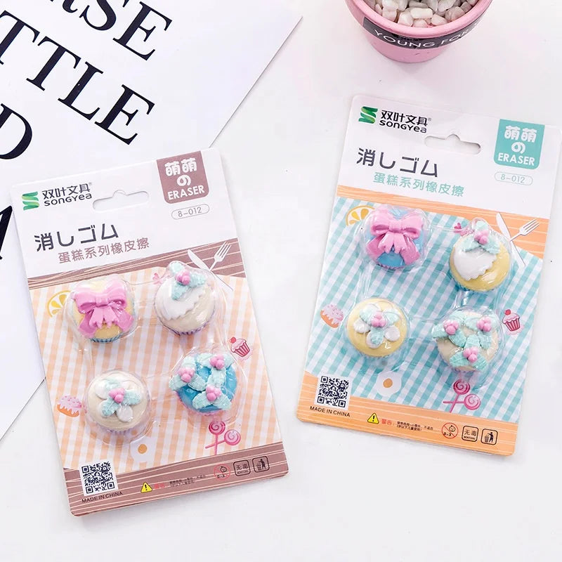 Wholesale Kids Cute Cartoon Mini Sweet Cake Kawaii Dessert Erasers for Girls