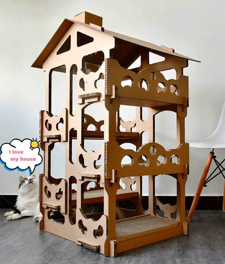 Kadandi Luxury Cat Tree Tower House Sustainable Paper Cat Scratcher Feline Favorite Kitten Comfort Station