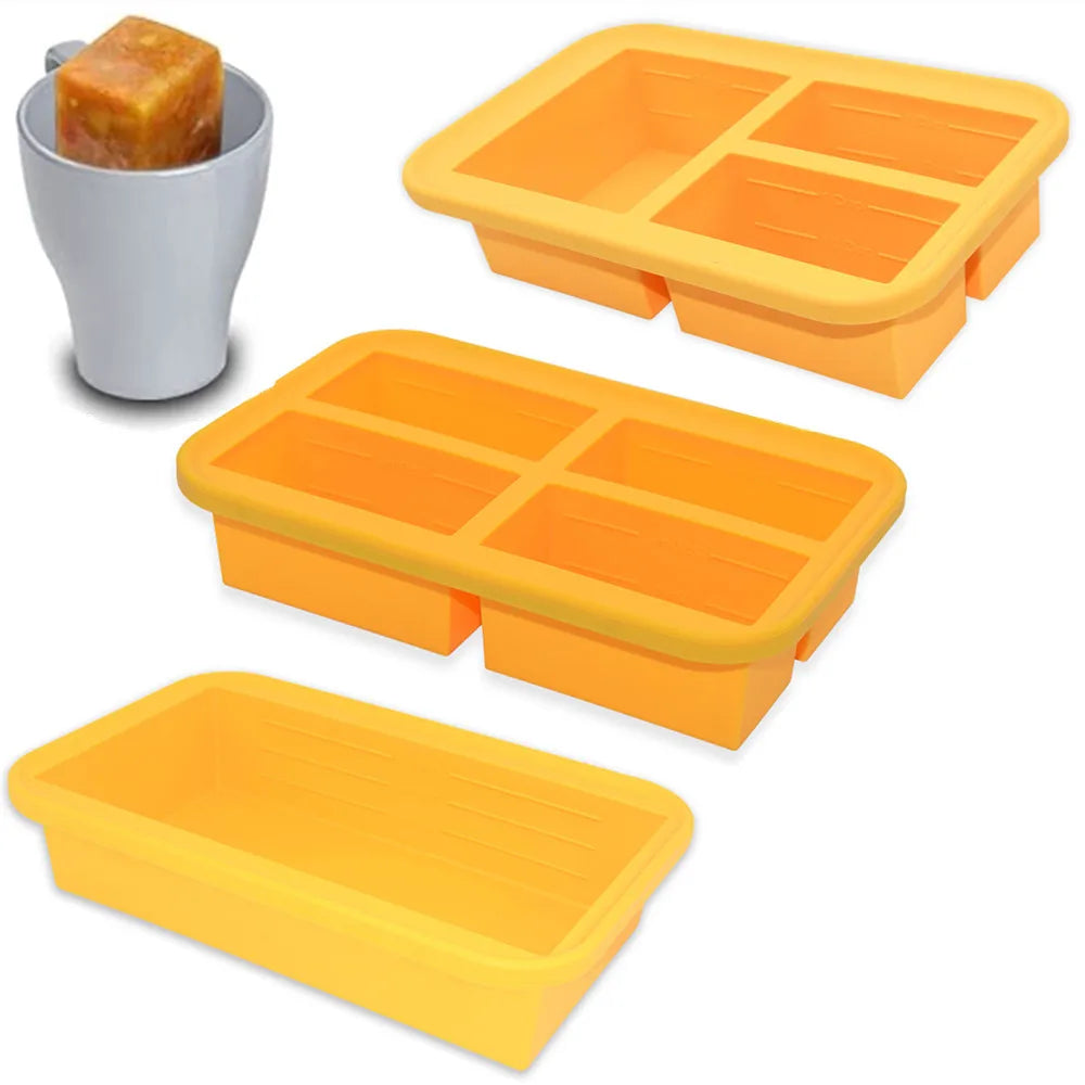 Food Freezer Container Freeze Soup Broth Sauce Ice Cube Tray Extra-Large 1-Cup Portions Silicone Freezing Tray With Lid