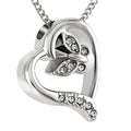 Heart Crystal Butterfly Urn Stainless Steel Cremation Ashes Urn Pendant Jewelry Keepsake Crystal butterfly Cremation Urn Ashes