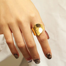European American Ins New Fashionable Irregular Stacked Titanium Stainless Steel Jewelry 18k Gold-plated Color-preserving Ring